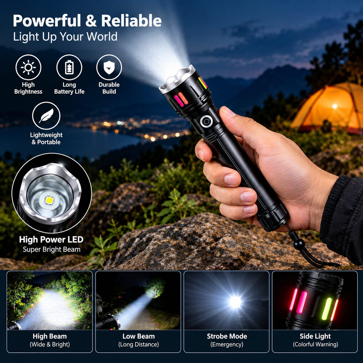 GHS 3-in-1 Rechargeable LED Flashlight Combo TC-26330