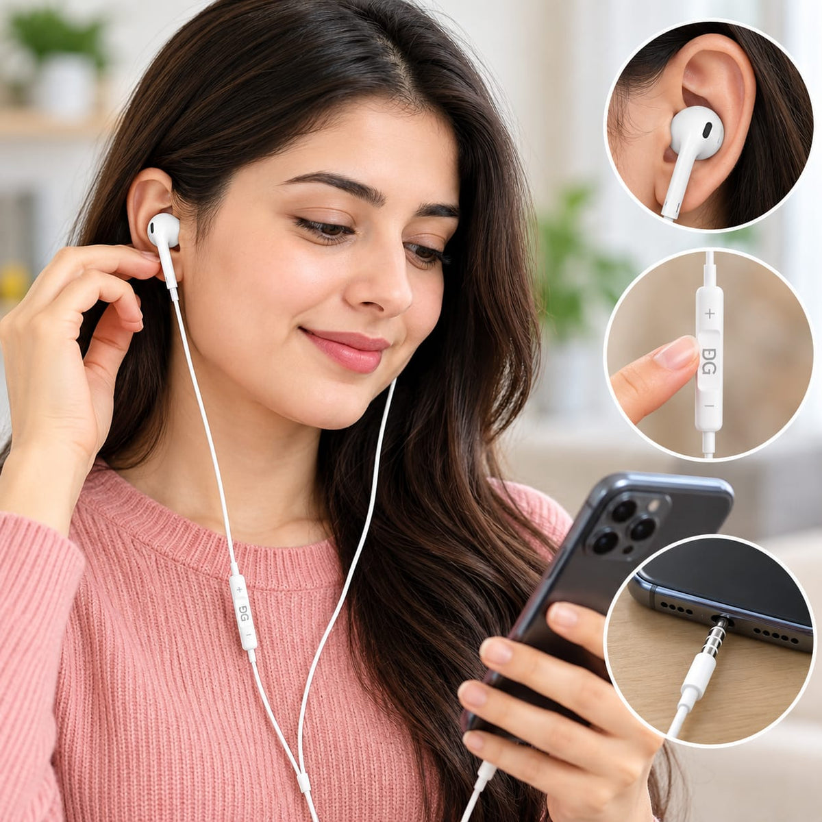 BG Dynamic Wired Earphones with Mic 3003