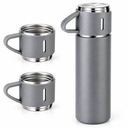 500ml Stainless Steel Vacuum Flask Set with 2 Cups