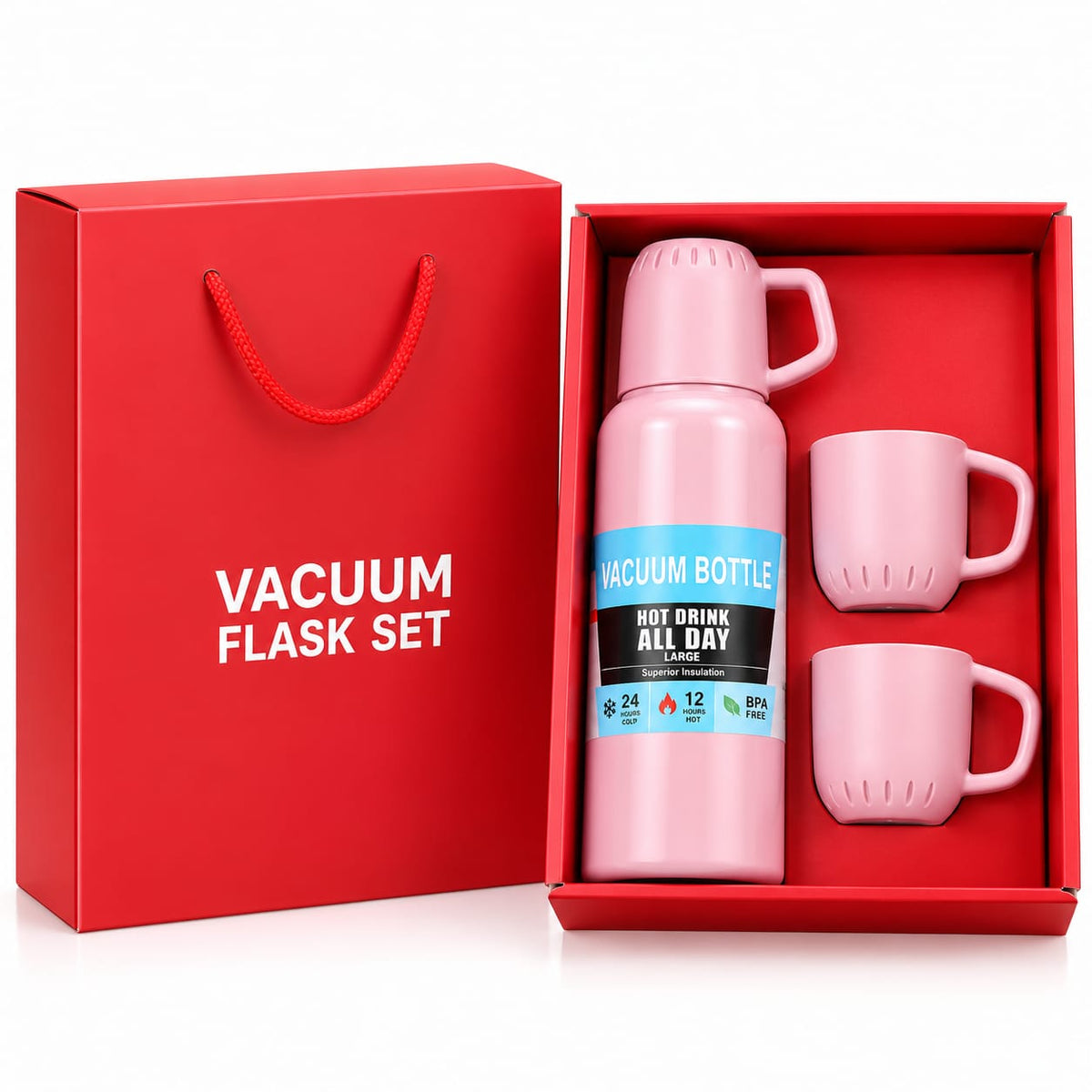 Vacuum Flask Set – 500ML with 2 Cups