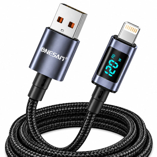 Onesam 45W USB-A to Lightning Fast Charging Cable with Power Display – 1.5M A56