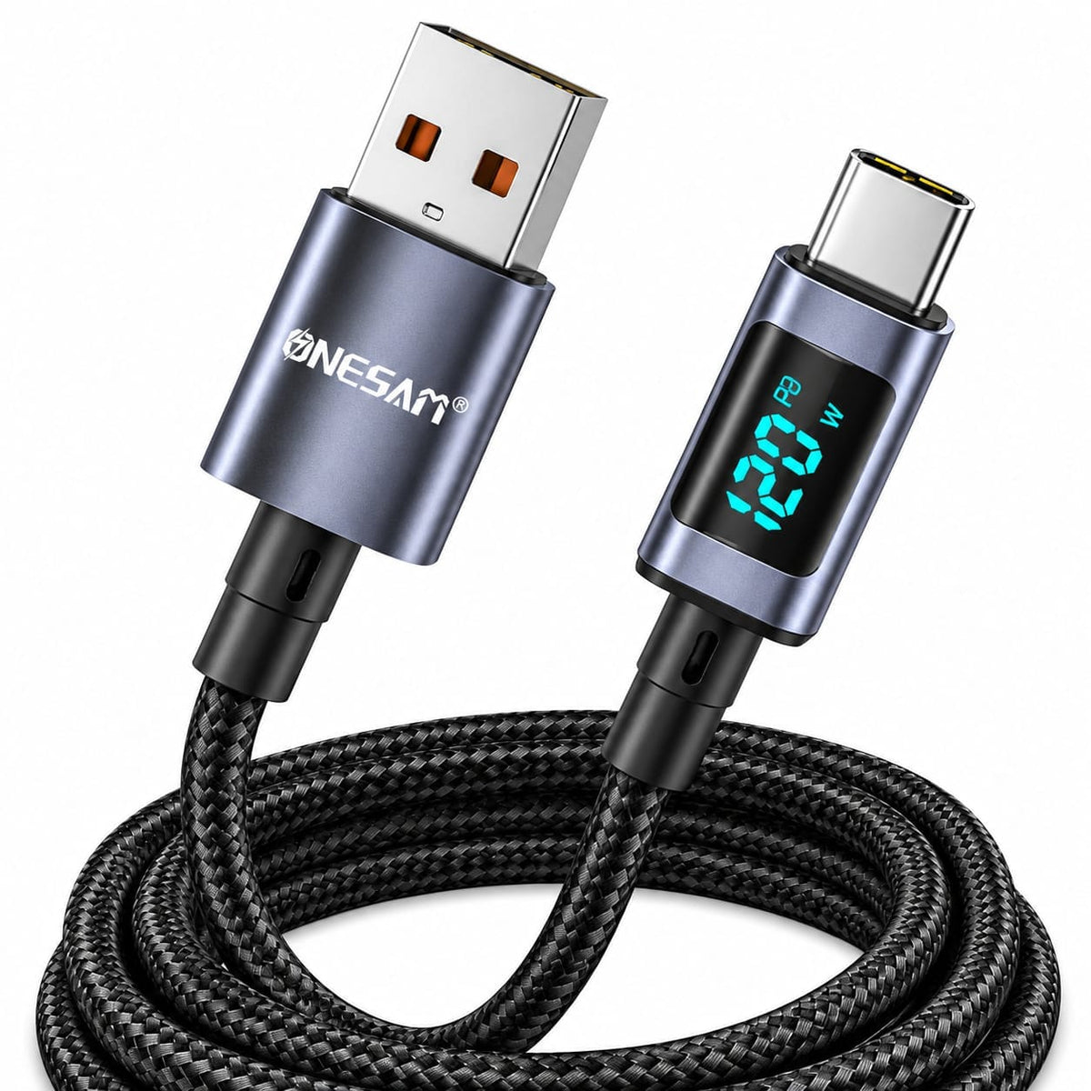 Onesam 120W USB-A to USB-C Fast Charging Cable with Digital Display A55