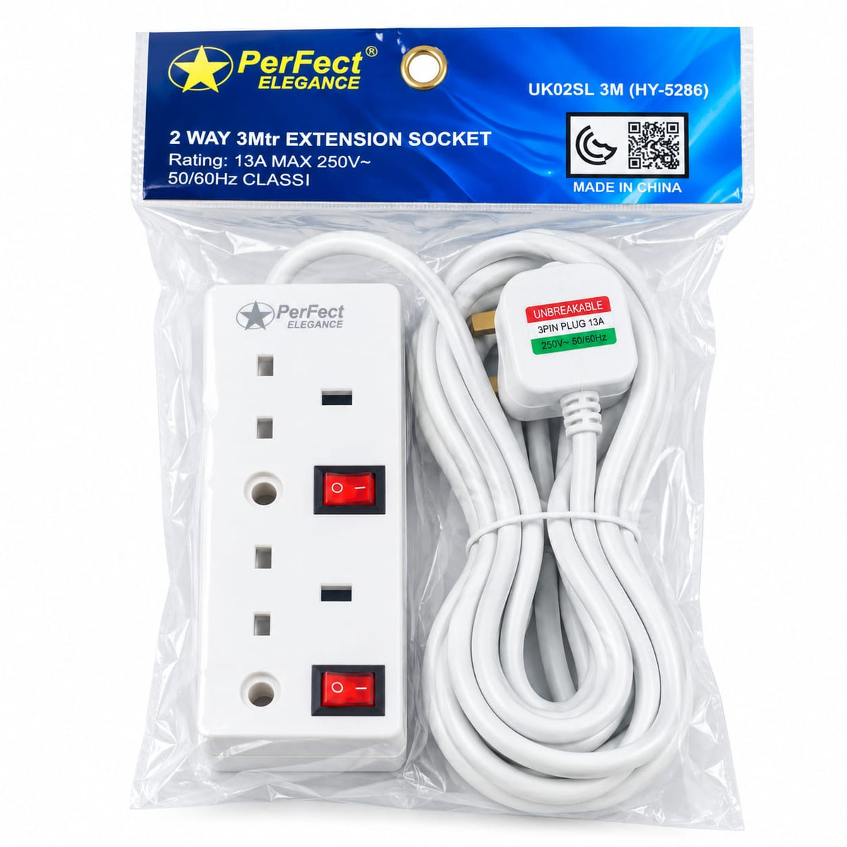 PerFect Elegance 2-Way 3M Extension Socket UK02SL