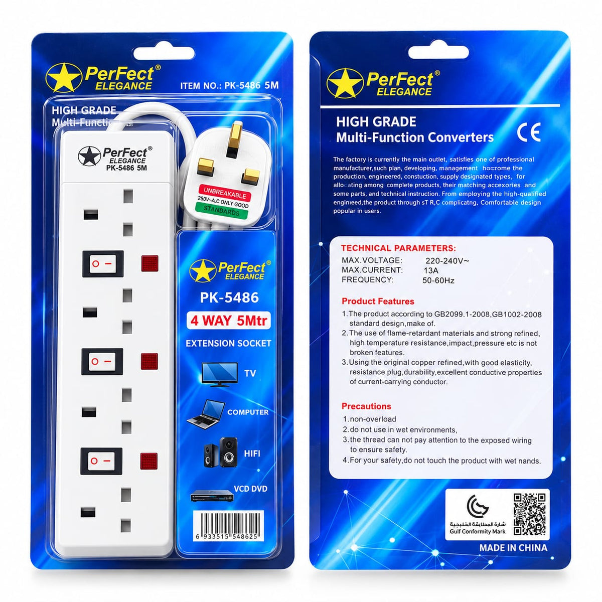 PerFect Elegance 4-Way 5M Extension Socket PK-5486