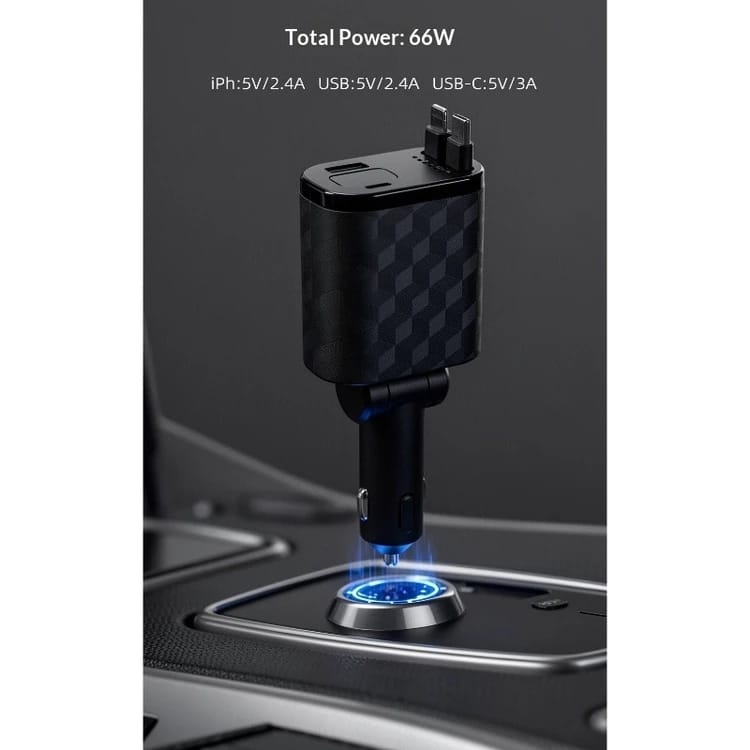 4-in-1 Multifunction Car Charger with 7-Color LED Lighting KC-113
