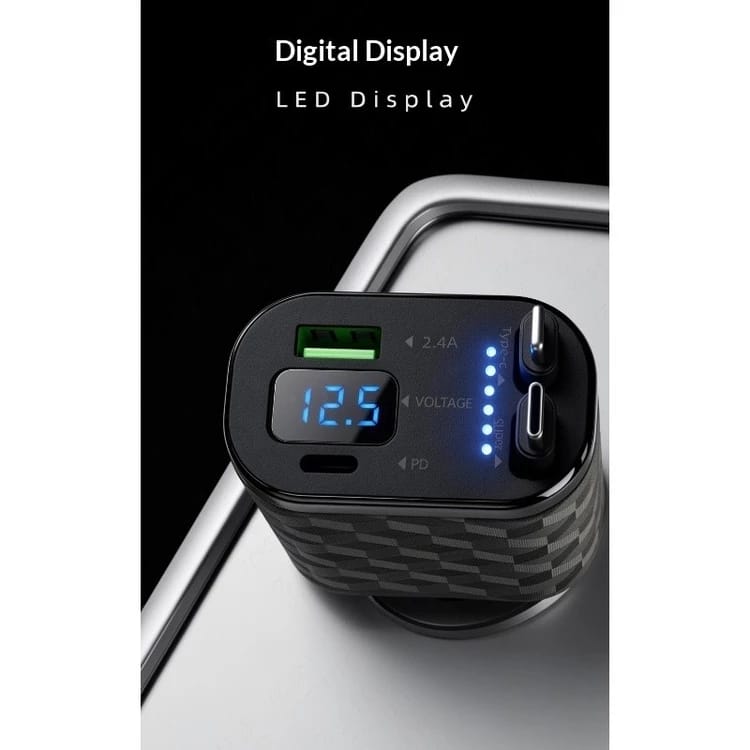4-in-1 Multifunction Car Charger with 7-Color LED Lighting KC-113