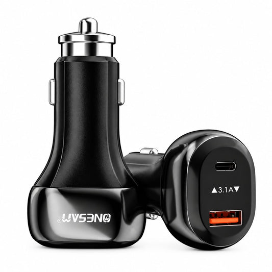 Onesam 3.1A Dual Port Fast Car Charger – USB-A & Type-C G09