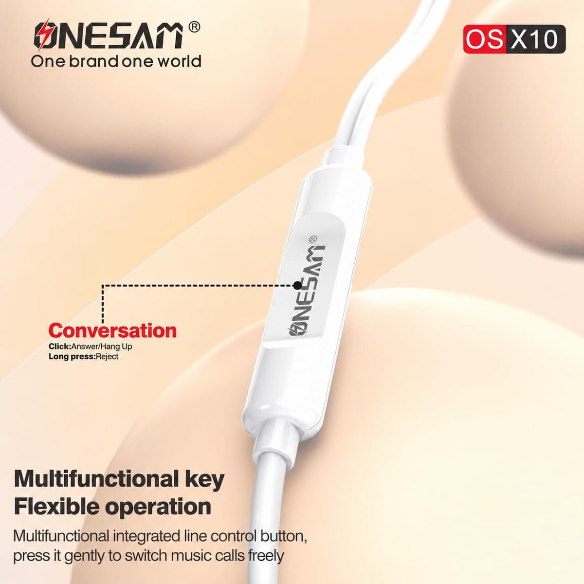 Onessm Lightning Wired In-Ear Earphones with Microphone X10
