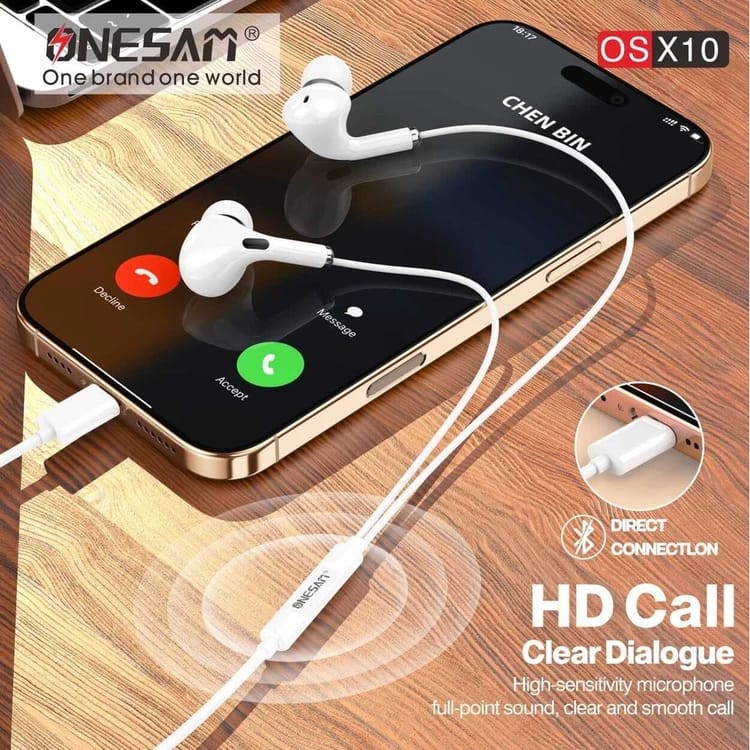 Onessm Lightning Wired In-Ear Earphones with Microphone X10