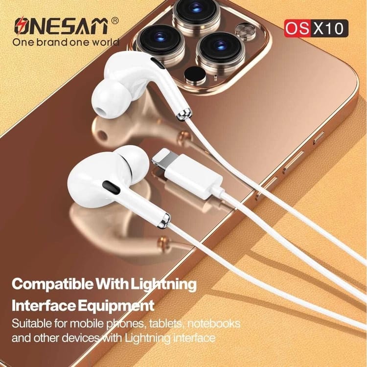 Onessm Lightning Wired In-Ear Earphones with Microphone X10