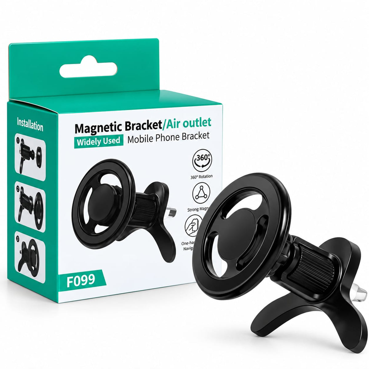 Magnetic Car Air Vent Phone Holder – 360° Rotation F099