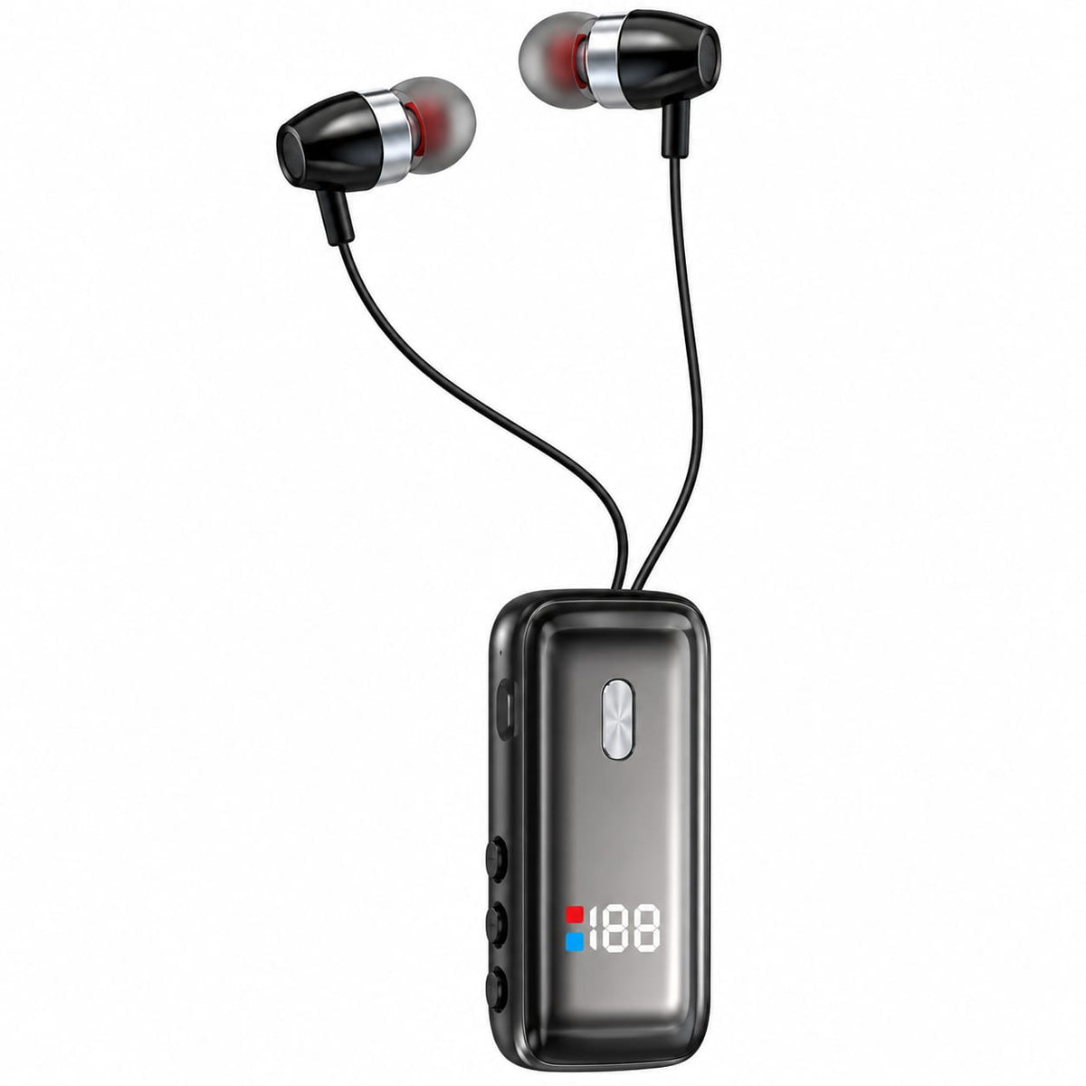 Wireless Bluetooth Earphones with Retractable Cable & LED Display Q42