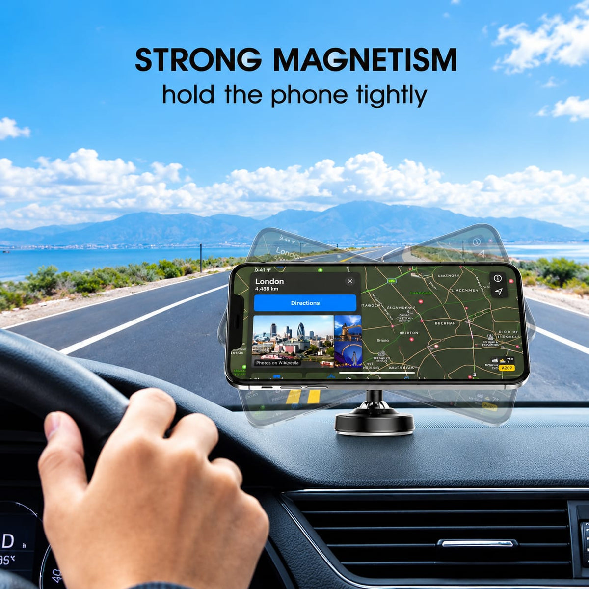 LDNIO Magnetic Car Phone Holder – 360° Rotatable Dashboard Mount MG08