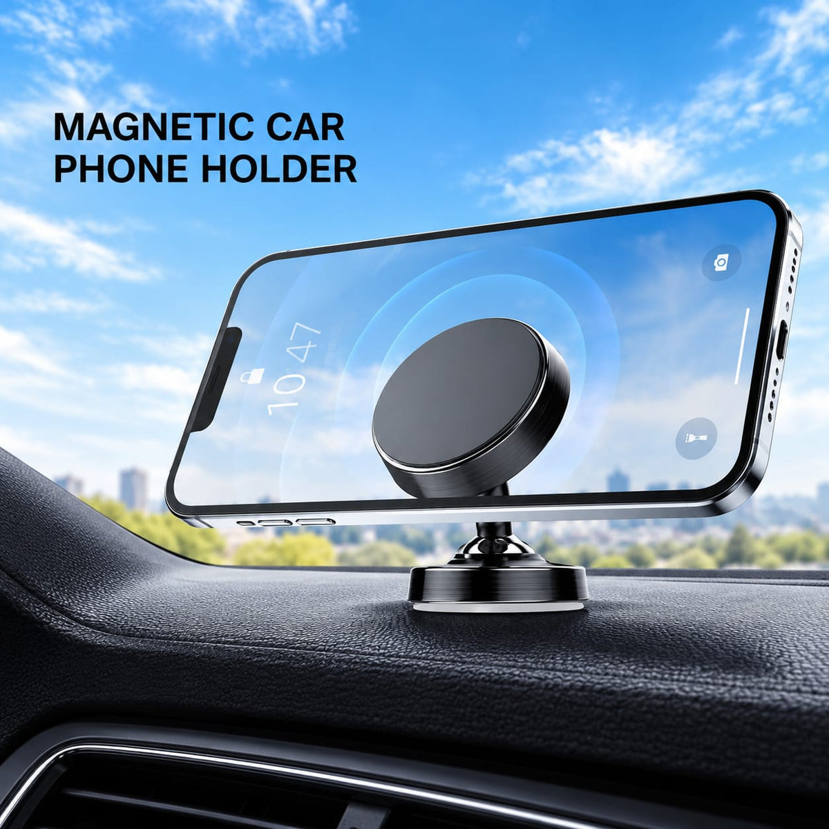 LDNIO Magnetic Car Phone Holder – 360° Rotatable Dashboard Mount MG08