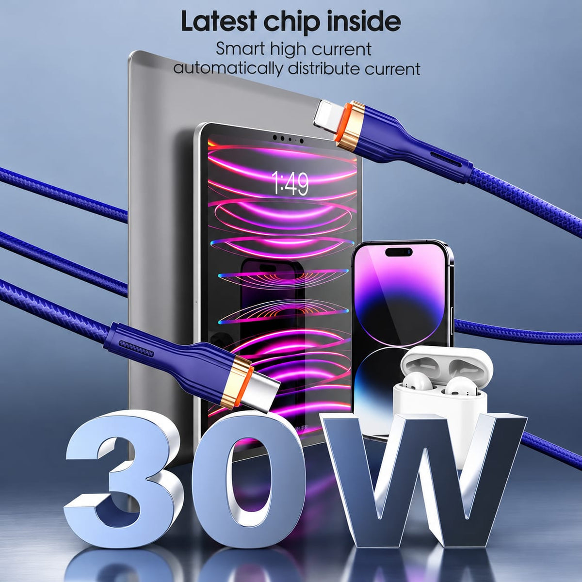 كابل شحن LC641i من LDNIO بقدرة 30 واط بمنفذ USB-C إلى Lightning