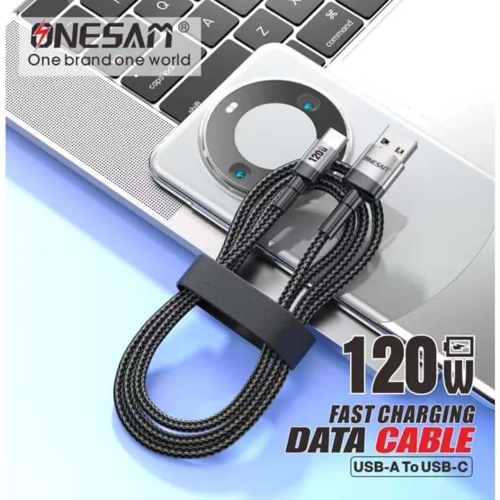 Onesam 120W Super Fast Charging USB-A to Type-C Data Cable 2 Meter A42