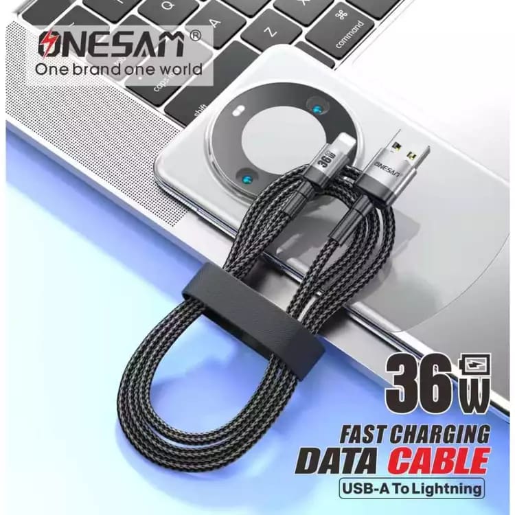 Onesam 36W Fast Charging USB-A to Lightning Data Cable 2 Meter A42