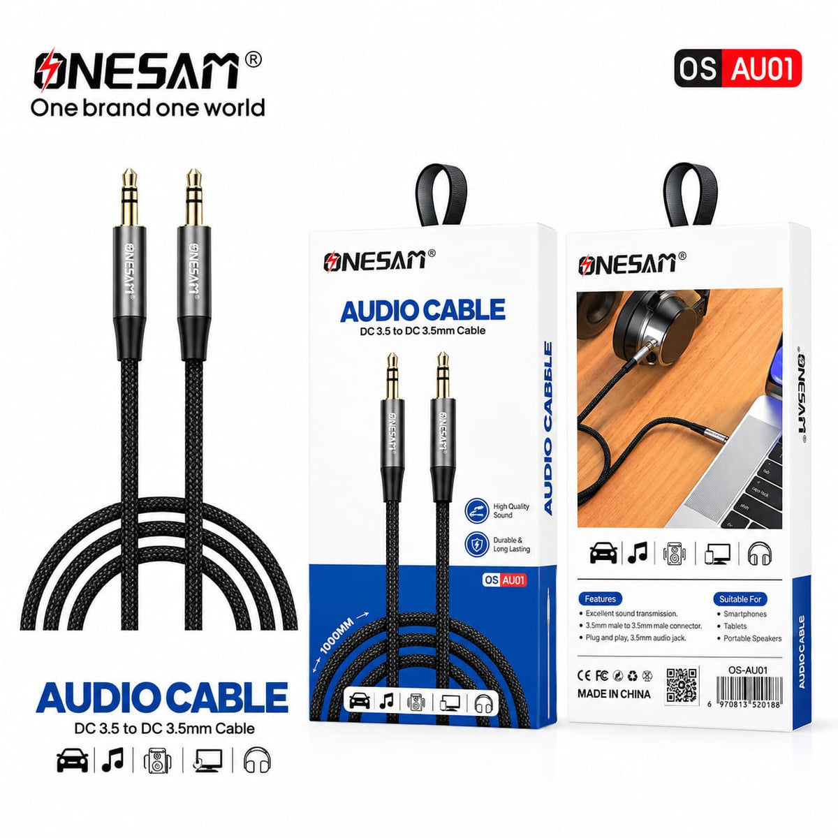 Onesam 3.5mm to 3.5mm Aux Cable AU01