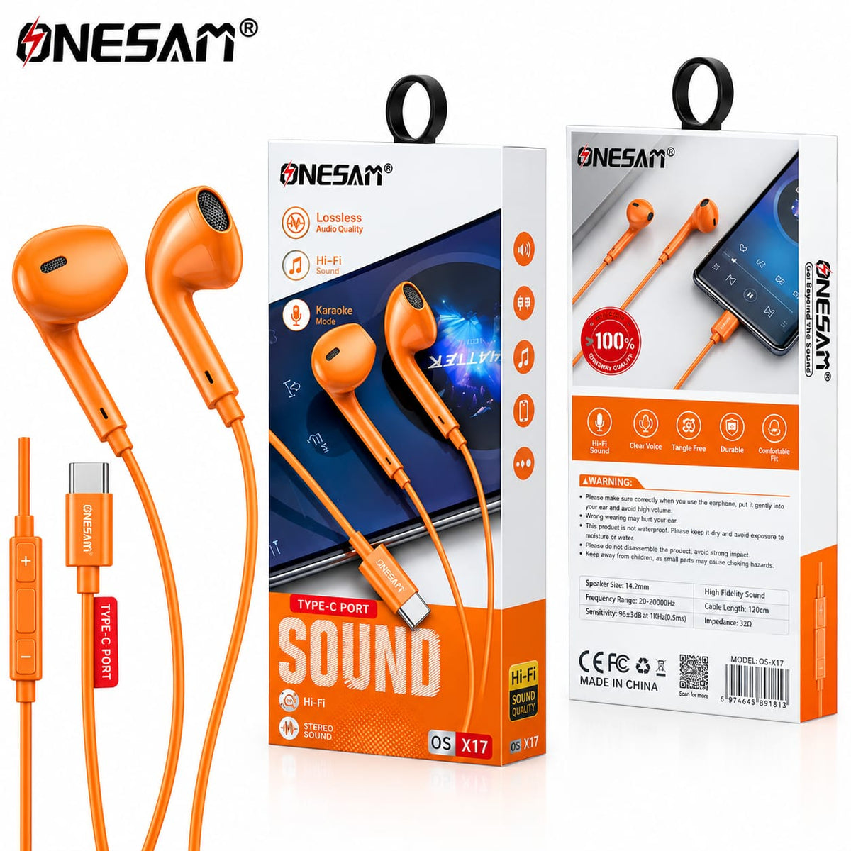 Onesam Type-C Wired Earphones X17