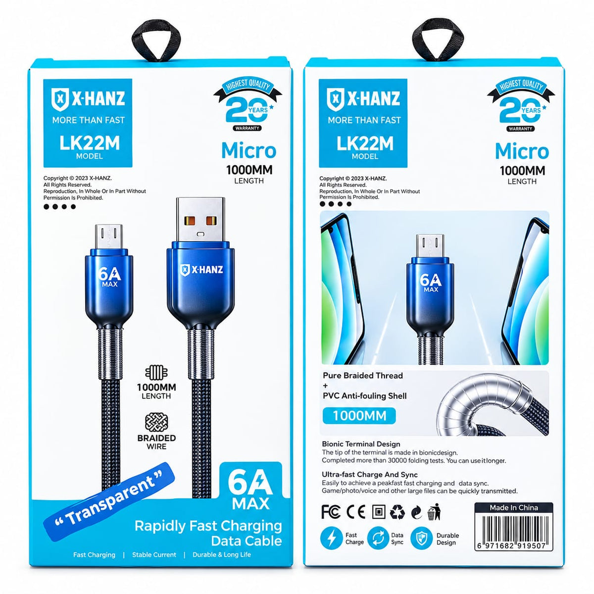 X-HANZ USB-A to Micro Fast Charging Cable LK22M