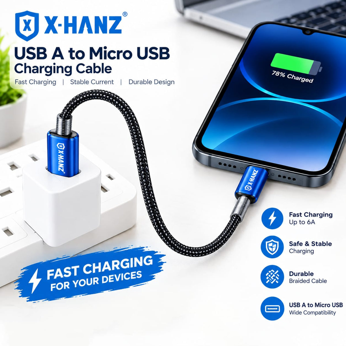X-HANZ USB-A to Micro Fast Charging Cable LK22M