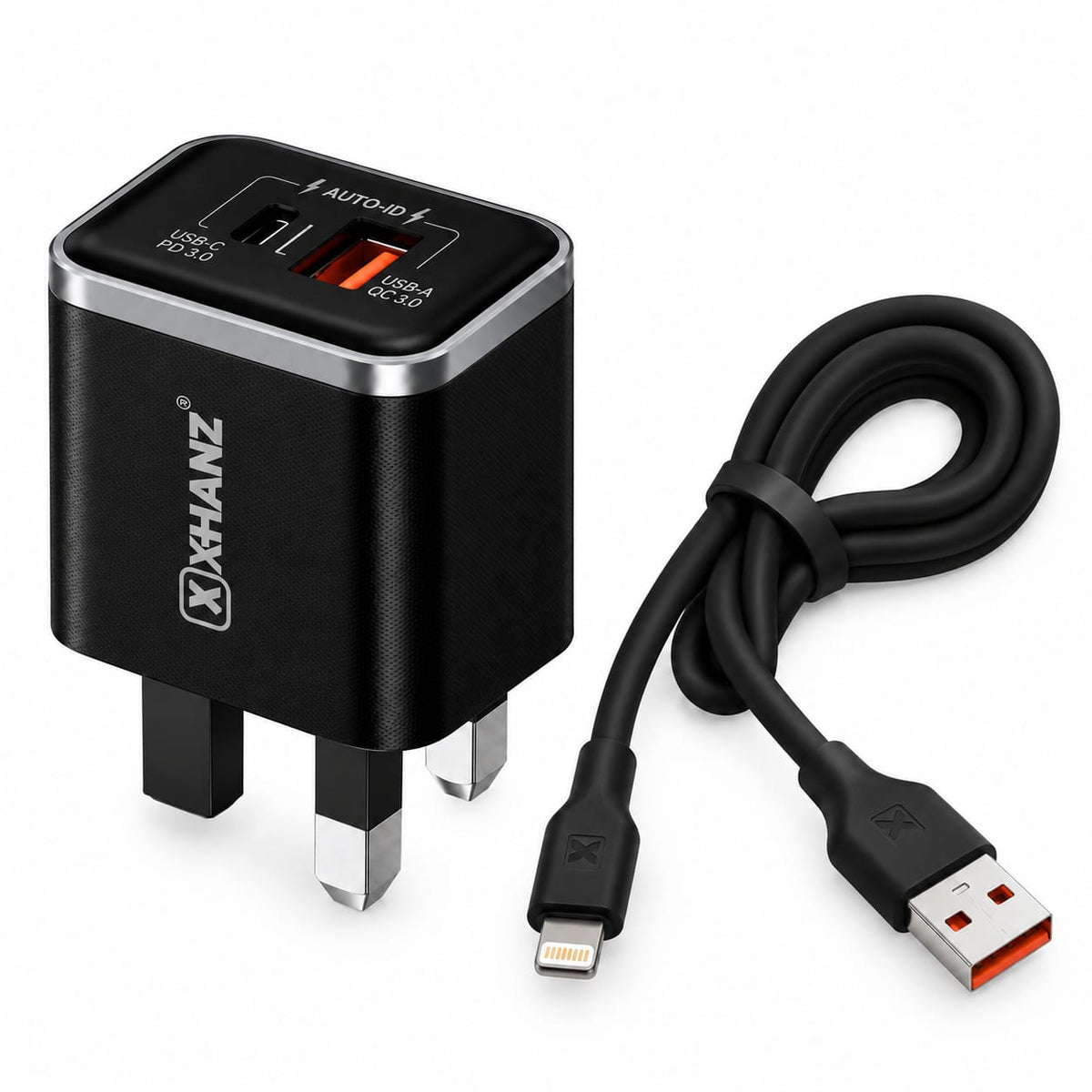 X-HANZ 48W GaN Fast Charger with USB-A to Lightning Cable SU7P