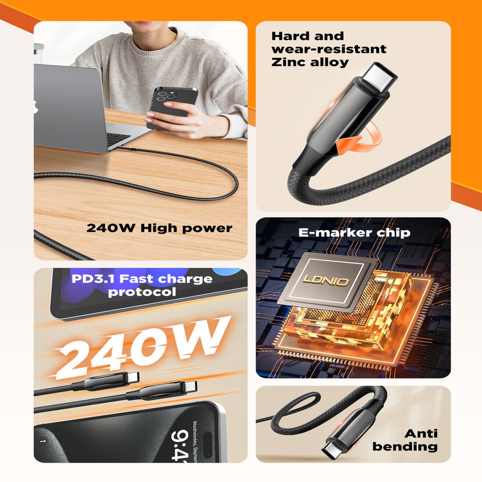 LDNIO 240W USB-C to USB-C Cable 2M LC922C