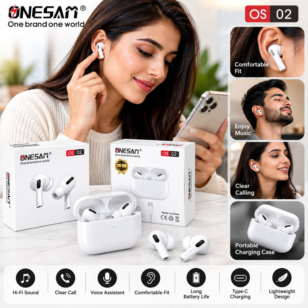 Onesam Wireless Bluetooth Earbuds OS-02