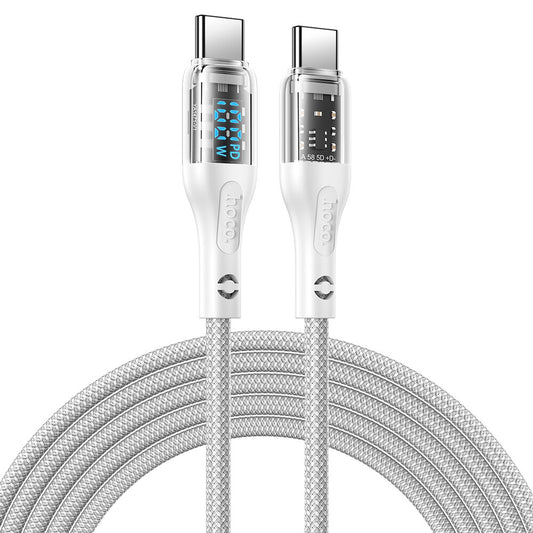 Hoco U115 Type C to Type C PD 100W Transparent Data Cable With Display