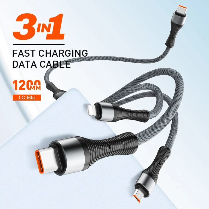 Ldnio 100W 3in1 Fast Charging data Cable LC94C