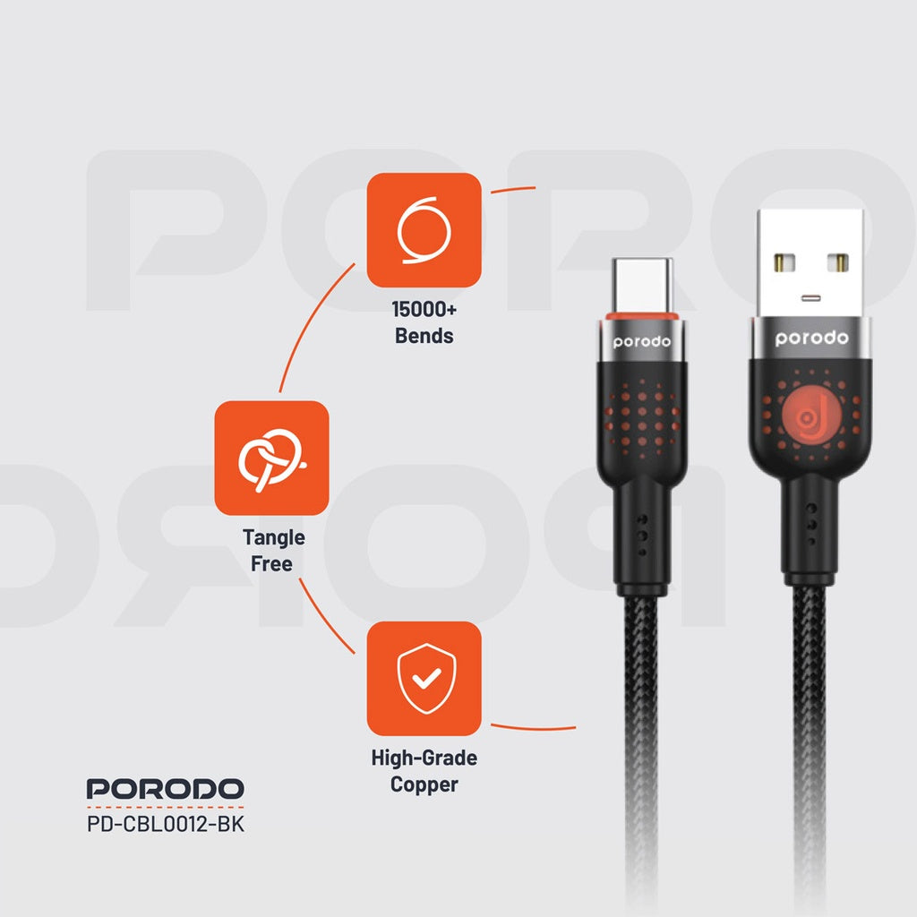 Porodo Braided Cable USB-A to USB-C