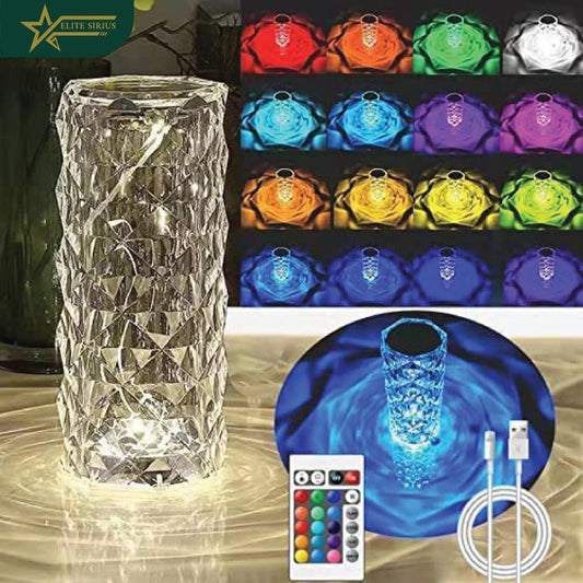 Crystal Diamond LED Touch Table Lamp – RGB Color Changing with Remote Control