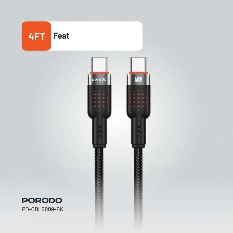 Porodo USB-C to USB-C Aluminum Braided Cable