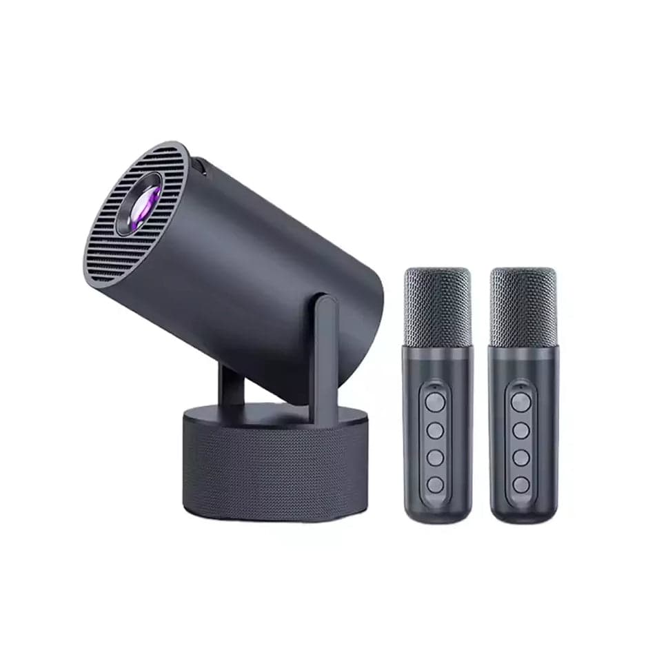 HY-300PRO-KTV Projector with Stereo Speaker & Dual Wireless Microphone ...
