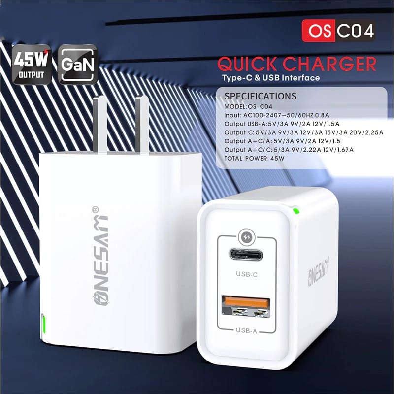 Onesam 45W GaN Quick Fast Charging Adapter OS-C04