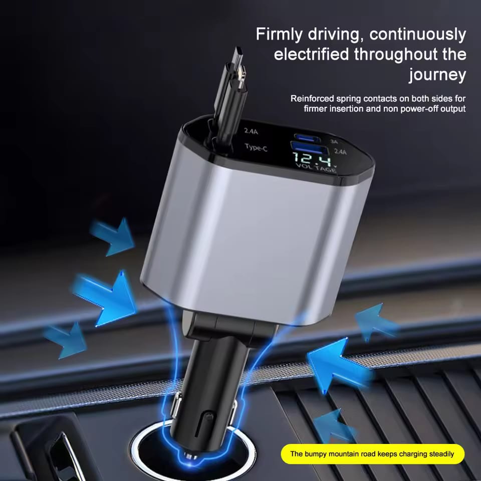 Allison 120W 4 IN 1 Retractable Car Charger ALS-A502