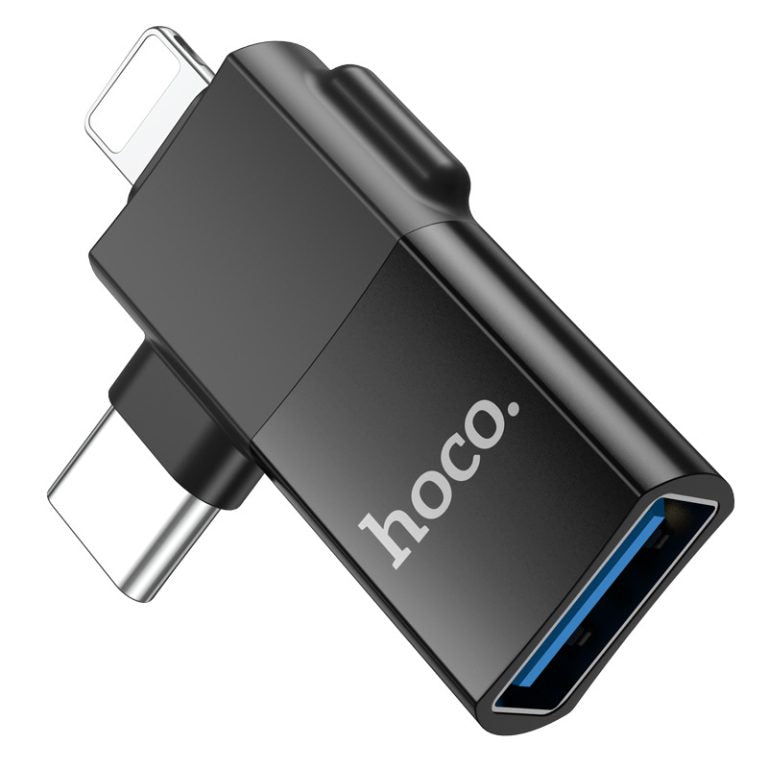 Hoco UA17 2-in-1 Lightning/Type-C Male to USB A 2.0 OTG Adapter