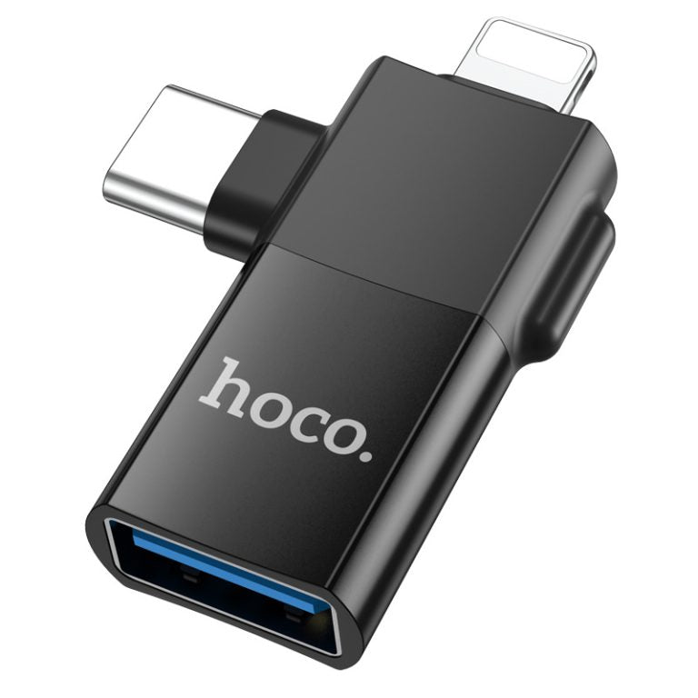 Hoco UA17 2-in-1 Lightning/Type-C Male to USB A 2.0 OTG Adapter