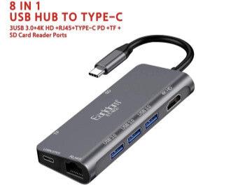 Earldom ET-W21 8 in1 USB HUB to Type-C