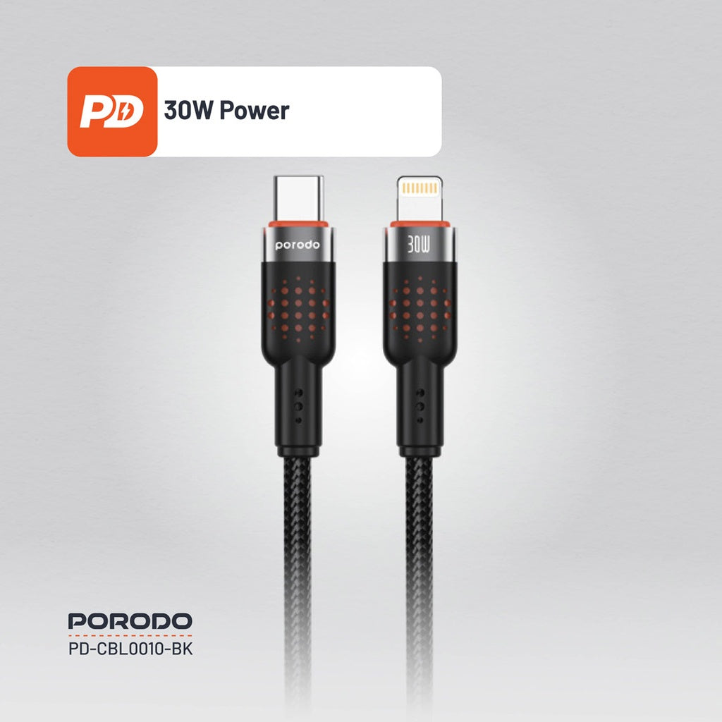 Porodo USB-C to Lightning Aluminum Braided Cable