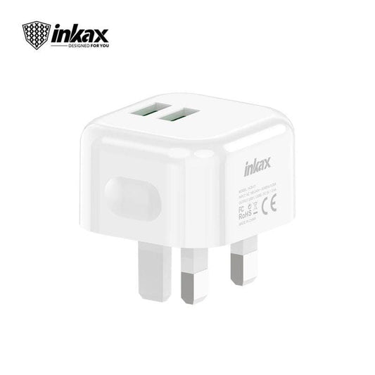 Inkax UK Pin 2.4A Dual USB Home Charger With Type-C Cable