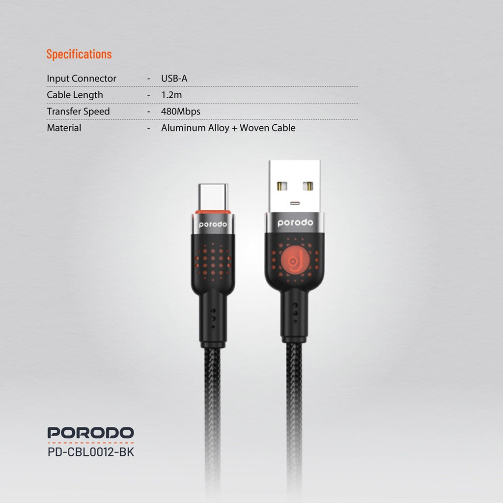 Porodo Braided Cable USB-A to USB-C