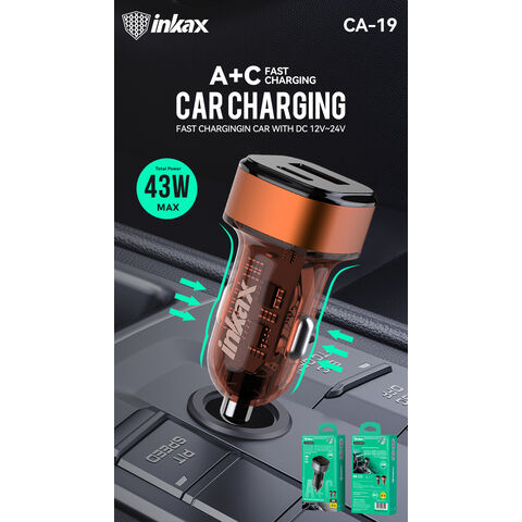 Inkax 43W Car Charger- Black