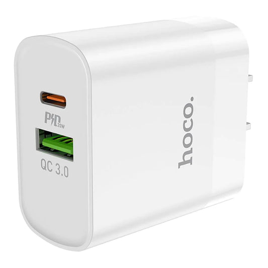 Hoco Pd20w + QC3.0 Fast Charger Set with Type-c to Lightning Cable MC34