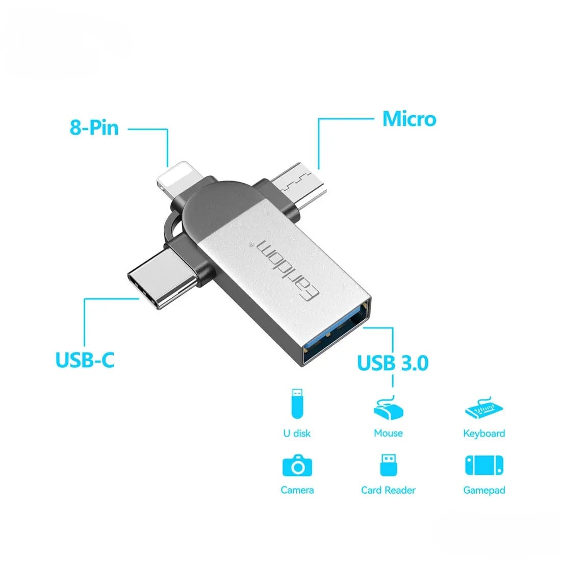 Earldom OTG+USB to iPhone/Micro/Type-C Adapter OT93