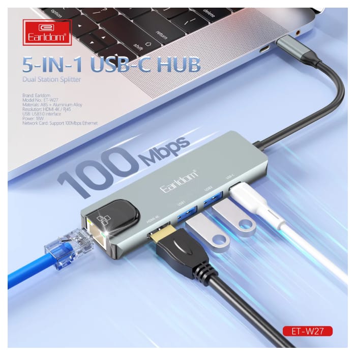 Earldom ET-W27 5-in-1 USB-C HUB