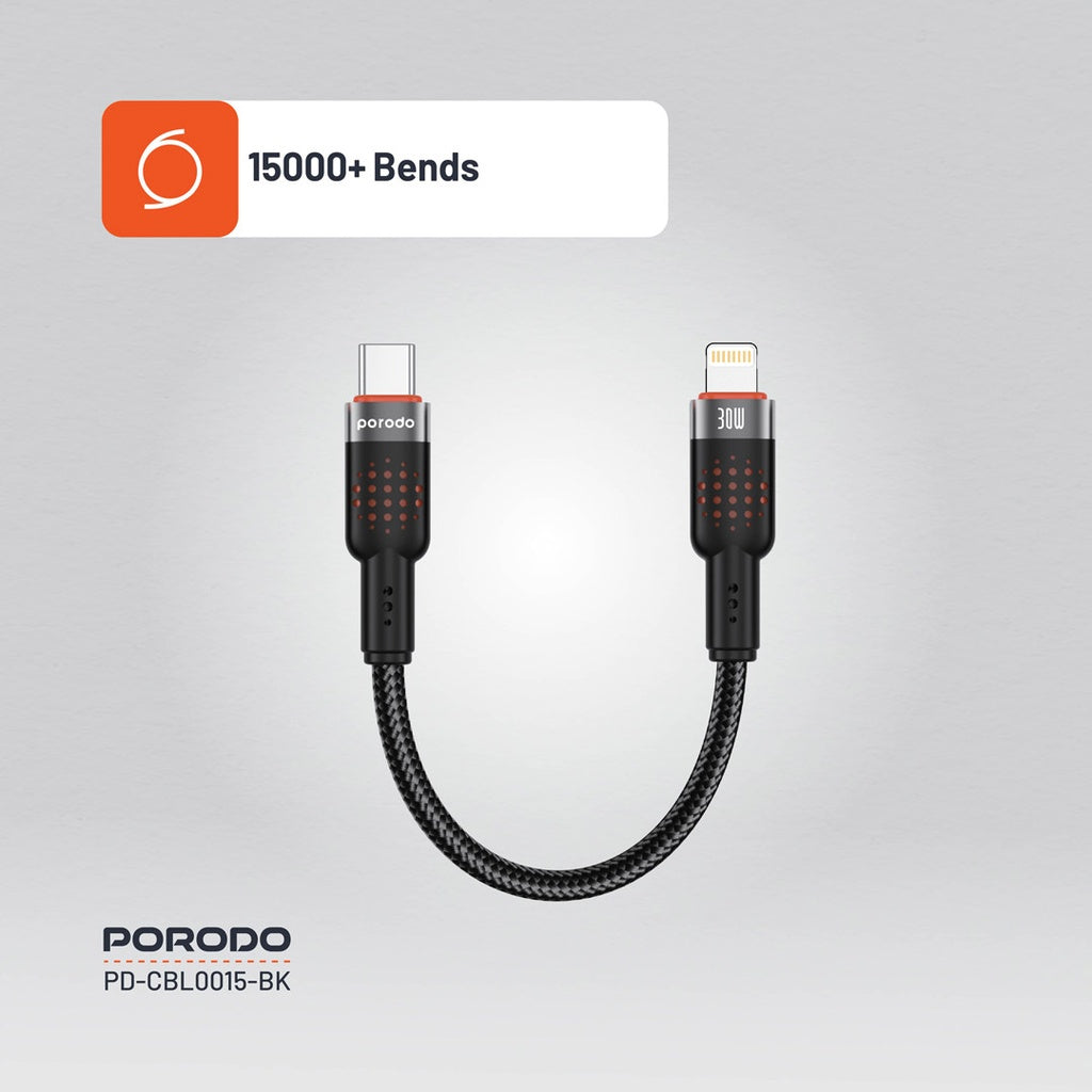 Porodo Braided Powerbank Cable USB-C to Lightning