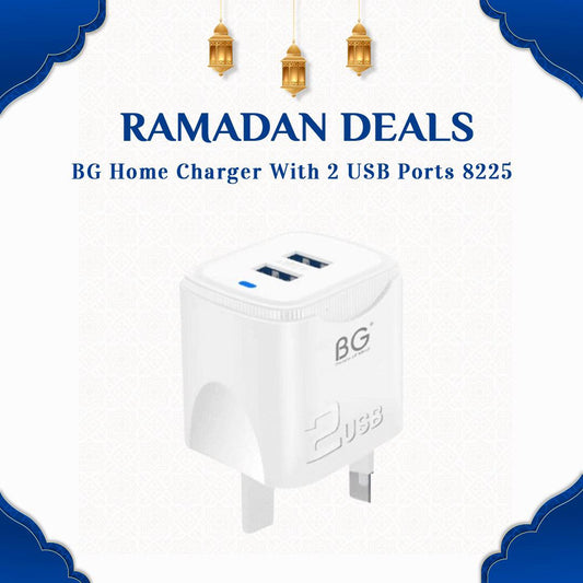 BG Home Charger With 2 USB Ports - White 8225