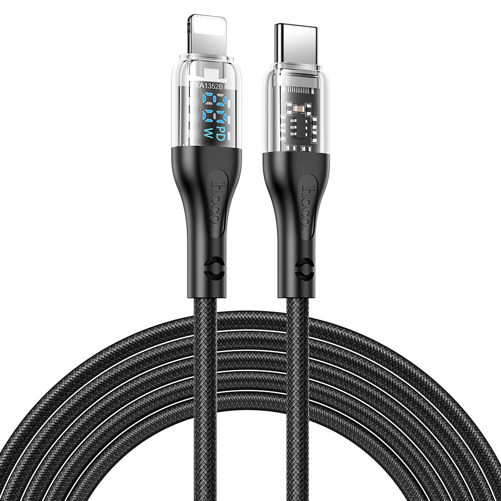 Hoco U115 Lightning to Type C PD 20W Transparent Data Cable With Display