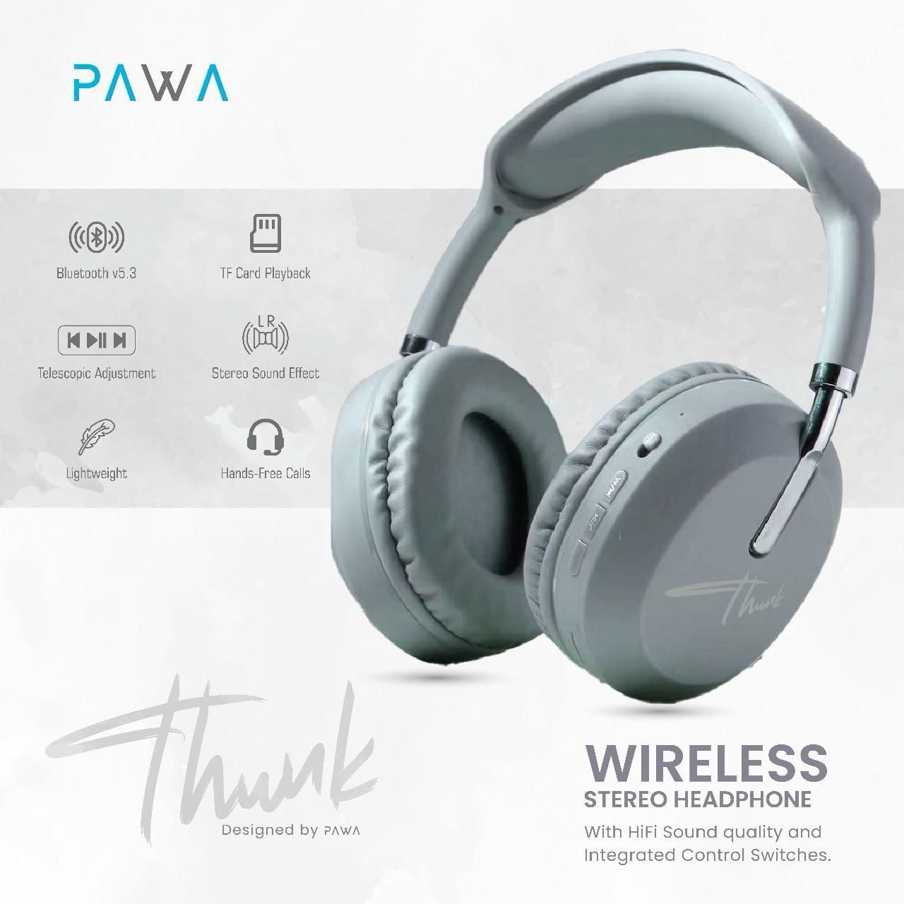 Pawa Thunk Overear Wireless Stereo Headphone HiFi Sound Quality